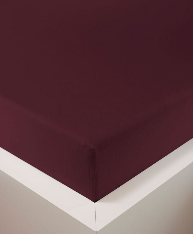 bettwarenland | bellana® deLuxe Edel-Jersey Topper Spannbettlaken | bordeaux | bezogen