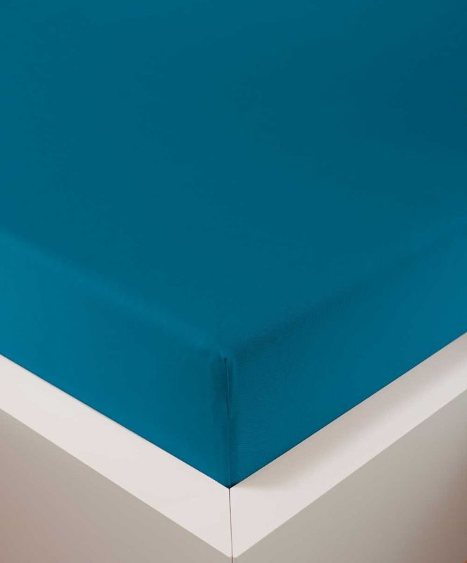 bettwarenland | bellana® deLuxe Edel-Jersey Topper Spannbettlaken | petrol | bezogen