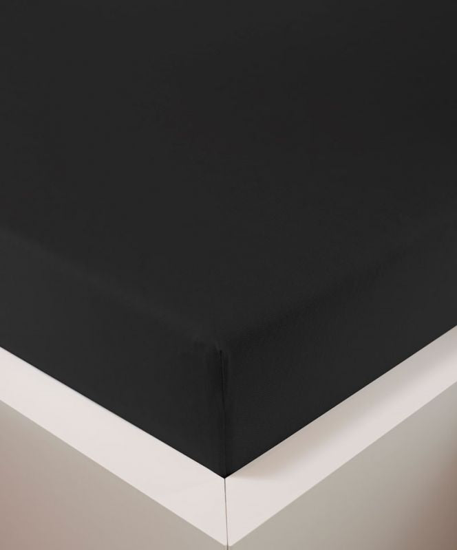 bettwarenland | bellana® deLuxe Edel-Jersey Topper Spannbettlaken | schwarz | bezogen