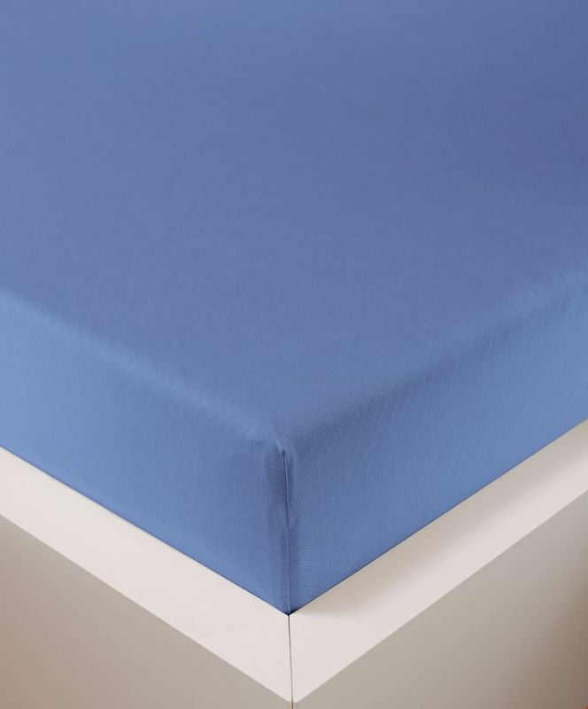 bettwarenland | bellana® deLuxe Edel-Jersey Topper Spannbettlaken | mittelblau | bezogen