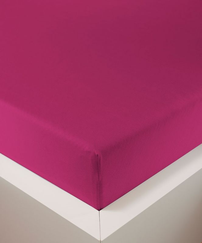 bettwarenland | bellana® deLuxe Edel-Jersey Topper Spannbettlaken | fuchsia | bezogen
