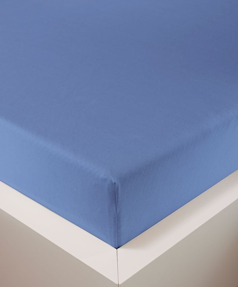 bettwarenland | bellana® Tencel Nobel-Jersey Spannbettlaken | mittelblau | bezogen