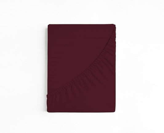 bettwarenland | bellana® deLuxe Edel-Jersey Topper Spannbettlaken | bordeaux | gefaltet