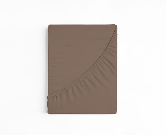 bettwarenland | bellana® deLuxe Edel-Jersey Topper Spannbettlaken | cappuccino | gefaltet