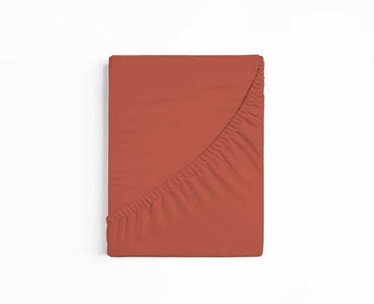 bettwarenland | bellana® deLuxe Edel-Jersey Topper Spannbettlaken | chili | gefaltet