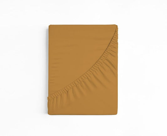 bettwarenland | bellana® deLuxe Edel-Jersey Topper Spannbettlaken | curry | gefaltet