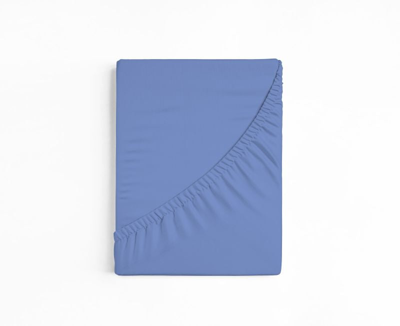 bettwarenland | bellana® deLuxe Edel-Jersey Topper Spannbettlaken | mittelblau | gefaltet