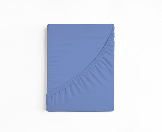 bettwarenland | bellana® deLuxe Edel-Jersey Topper Spannbettlaken | mittelblau | gefaltet