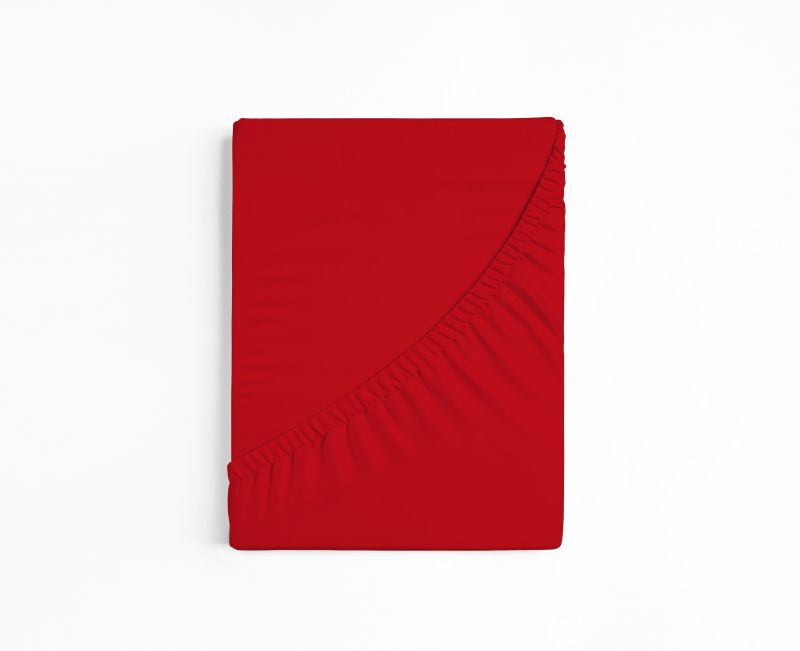 bettwarenland | bellana® deLuxe Edel-Jersey Topper Spannbettlaken | rot | gefaltet