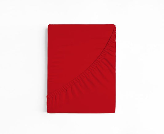 bettwarenland | bellana® deLuxe Edel-Jersey Topper Spannbettlaken | rot | gefaltet