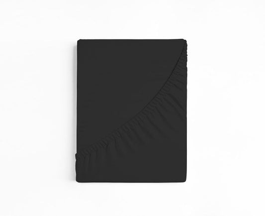 bettwarenland | bellana® deLuxe Edel-Jersey Topper Spannbettlaken | schwarz | gefaltet