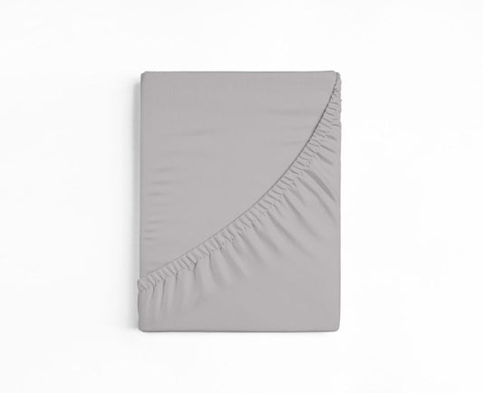 bettwarenland | bellana® deLuxe Edel-Jersey Topper Spannbettlaken | silber | gefaltet