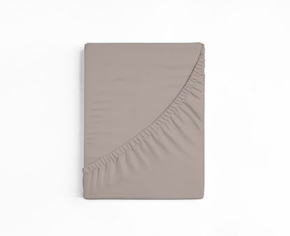 bettwarenland | bellana® deLuxe Edel-Jersey Topper Spannbettlaken | taupe | gefaltet