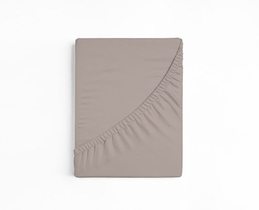 bettwarenland | bellana® deLuxe Edel-Jersey Topper Spannbettlaken | taupe | gefaltet