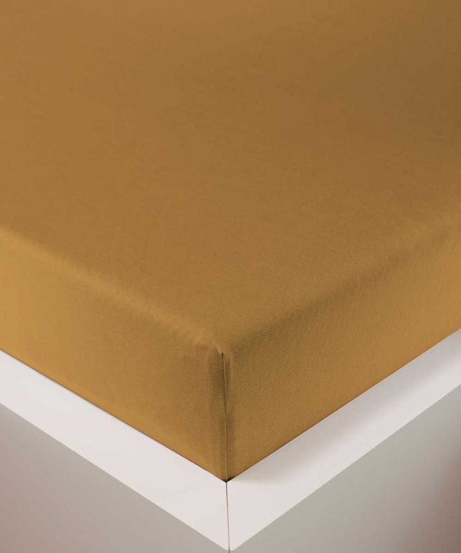 bettwarenland | bellana® deLuxe Edel-Jersey Topper Spannbettlaken | curry | bezogen