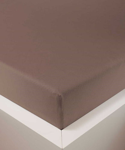 bettwarenland | bellana® deLuxe Edel-Jersey Topper Spannbettlaken | kakao | bezogen