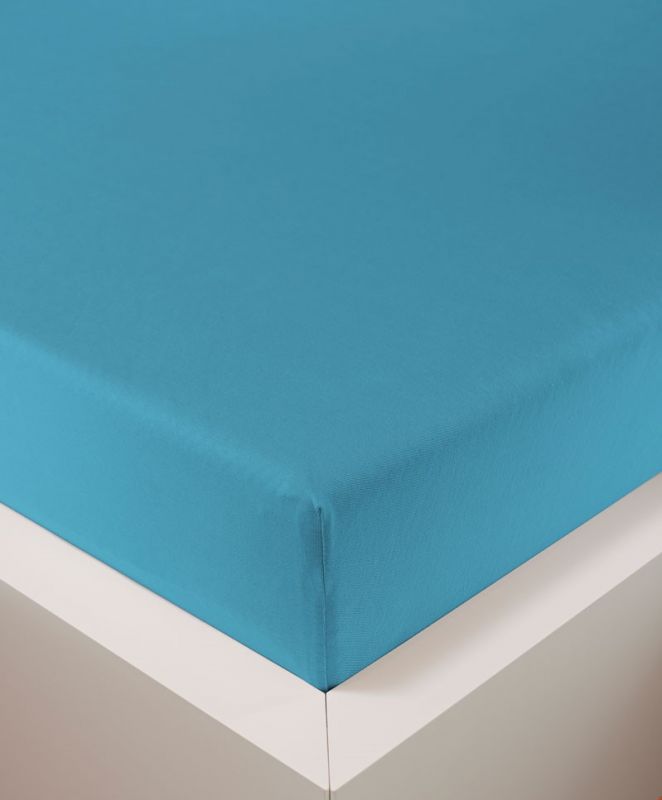 bettwarenland | bellana® deLuxe Edel-Jersey Topper Spannbettlaken | türkis | bezogen