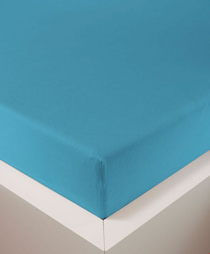 bettwarenland | bellana® deLuxe Edel-Jersey Topper Spannbettlaken | türkis | bezogen