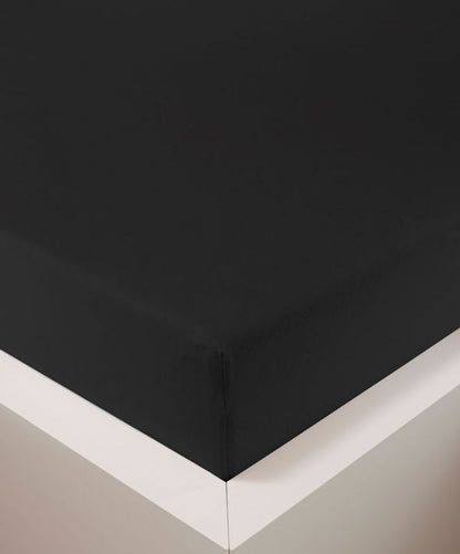bettwarenland | bellana® deLuxe Edel-Jersey Topper Spannbettlaken | schwarz | bezogen