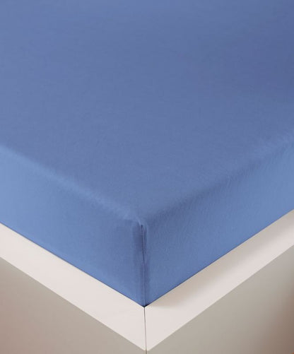 bettwarenland | bellana® deLuxe Edel-Jersey Topper Spannbettlaken | mittelblau | bezogen