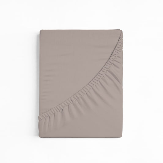 bettwarenland | bellana® Tencel Nobel-Jersey Spannbettlaken | taupe | gefaltet
