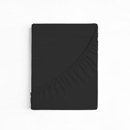 bettwarenland | bellana® Tencel Nobel-Jersey Spannbettlaken | schwarz | gefaltet