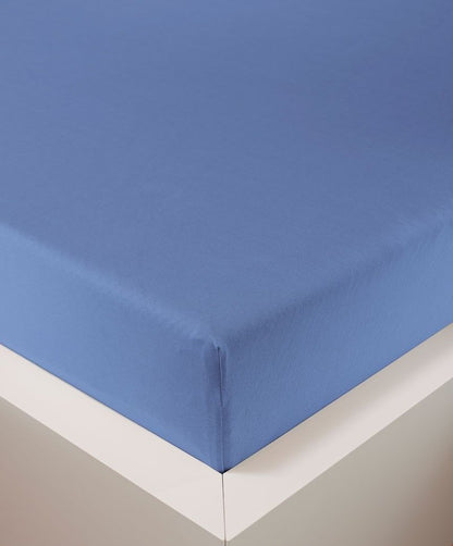 bettwarenland | bellana® Tencel Nobel-Jersey Spannbettlaken | mittelblau | bezogen