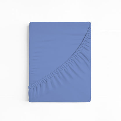 bettwarenland | bellana® Tencel Nobel-Jersey Spannbettlaken | mittelblau | gefaltet